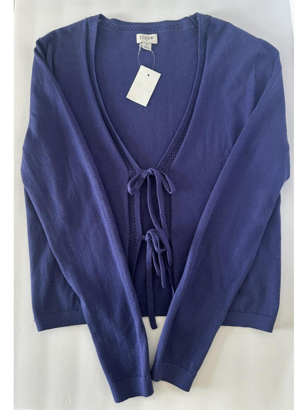 J Crew Cardigan, Royal Blue, Front Ties, S, Cotton, NWT